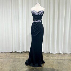06. Elegant Black Dress with Lavender Floral Embroidery